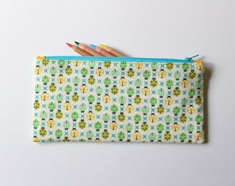 Blue and green ladybug pencil case - zipper pouch - childrens small purse - gift under 20 - kids pouch - stocking stuffer