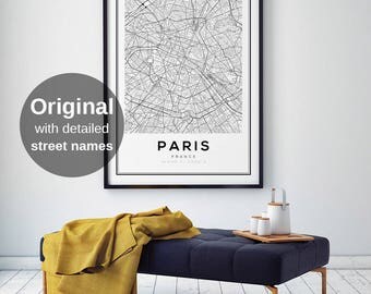 Paris Map Print, Paris Carte, Paris City, Paris Map Poster, France City, City Map Print, Black and White Map, France, France Print, Wall Art