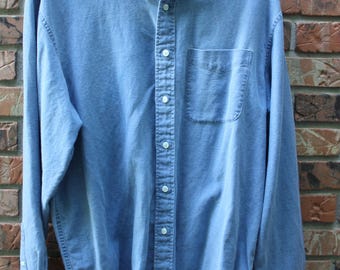 Vintage L.l Bean denim Button down Mens Large 90s
