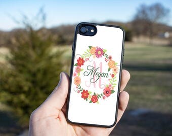 Custom Monogram Gift - Monogrammed Gift - Circle Monogram - Cell Phone Cover - Initials iPhone Case - Rubber Phone Case - Custom Photo Case