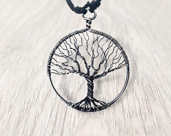 Wire Wrap Jewelry Tree-Of-Life Pendant Silver Necklace Protection Amulet Treeoflife Necklace Wired Silver Pendant Gift For Women Family Tree