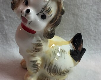 Happy Dog with Flowers and Red Collar (#098)
