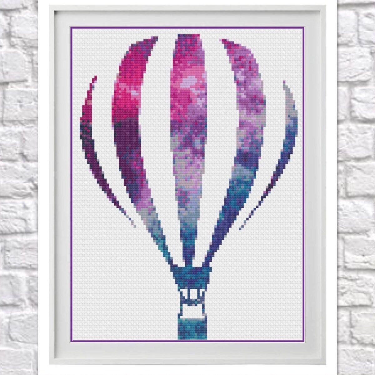Galaxy Hot Air Balloon Counted Cross Stitch Chart