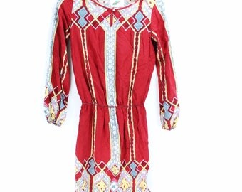 Anthropologie Nurture Dress SIze M Tunic Keyhole Neck Mother of Pearl Button LSC