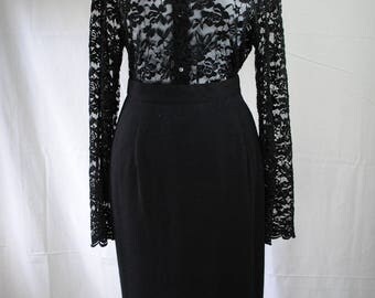1970s Buttoned Wool Pencil Skirt // Vintage Skirt // 1970s Wool Skirt // Witchy Skirt // Gothic Skirt // Victorian Skirt // Steampunk Skirt