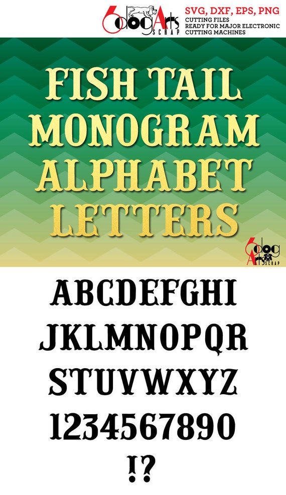 Download Fish Tail Alphabet Letters SVG DXF Vector Cut Files Monogram