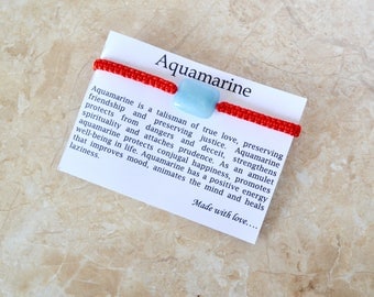 Aquamarine Bracelet Energy bracelet Love talisman Aquamarine jewelry Talisman bracelet Lucky charm Red string Good luck Talisman Gift idea