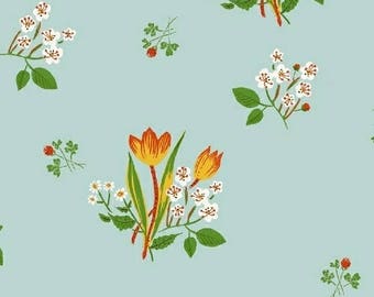 PREORDER - Heather Ross - Spring Blooms in Pale Blue - Kinder - (43482-9) - 1/2 Yard++