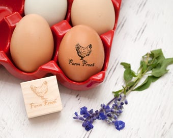 Egg Stamp - Chickens - Wooden Egg Stamp - Fresh Eggs Stamp - Farm Fresh Eggs - Chicken Coop - Homestead Stamp - Rubber Stamp - Farm Fresh