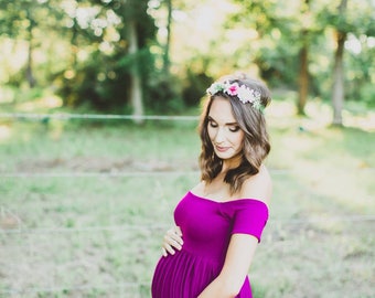 Maternity Dress ~ Maternity Photo Prop ~ Maxi Dress ~ Short Sleeve Maternity Gown ~ Maternity Gown ~ Cap Sleeve Gown ~ Maxi Gown ~ CAMILLA
