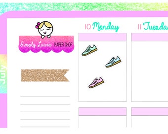Sneakers sticker|Planner Sticker|shoe sticker |running sticker |dance sticker|workout sticker Simply Laura| kawaii sticker | Erin Condren