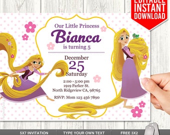 Tangled Invitation, Tangled Series Invitation, Tangled Rapunzel Invitation, Tangled Birthday Party, Tangled Invites, PDF Instant Download