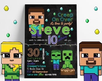 Minecraft Invitation | Minecraft Party | Mine Craft Birthday Invitation | Minecraft Birthday Invitation | Minecraft Party Invitation