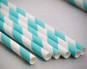 25 light blue paper straws