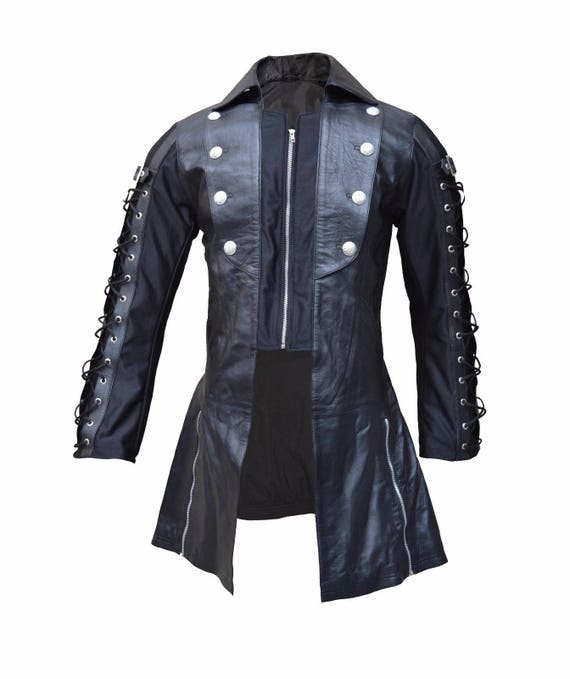 Men's cow Leather Steampunk Coat Leather Goth Coat by Designjackets steampunk buy now online