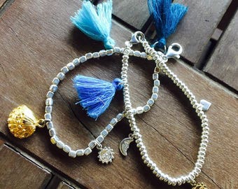 925 Silver charm bracelets "Alexander" and tassels