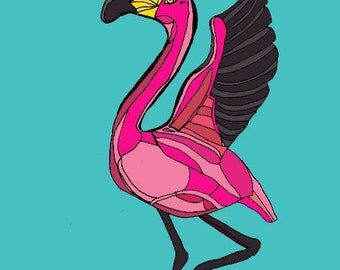 Pink Flamingo on Aqua