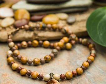 Collier/pendentif Agate, perles de Jaspe de Sable, focal Agate Pendant, genuine Sandstones Jasper