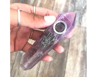 Amethyst Pipe, Crystal Pipe, Stone Pipe, Smoking Pipe, Amethyst, Amethyst Crystal Pipe, Glass Smoking Pipe, Quartz Pipe, Amethyst, Pipes