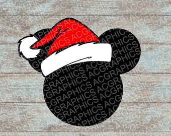 Santa Mickey Mouse Head SVG, DXF, JPEG, and Studio Downloads