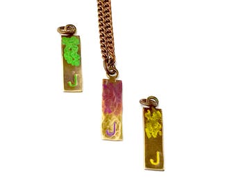 Letter-j-Necklace Color Birthstone Letter-j-Bar-Necklace Brass Short Layering Initial Charm Necklace