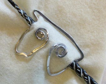 Unicorn Shawl Pin in Aluminum and Bone