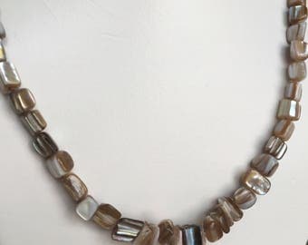 Natural Shell Necklace, Mother of Pearl Necklace, Abalone Necklace, 14K Gold Fill Resort Beach Necklace Surfer Necklace Beige Womens Mens