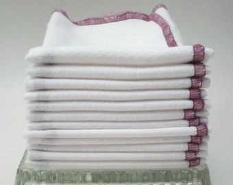 Birdseye Cotton Unpaper Towels Plum Border - Reusable Paper Towels