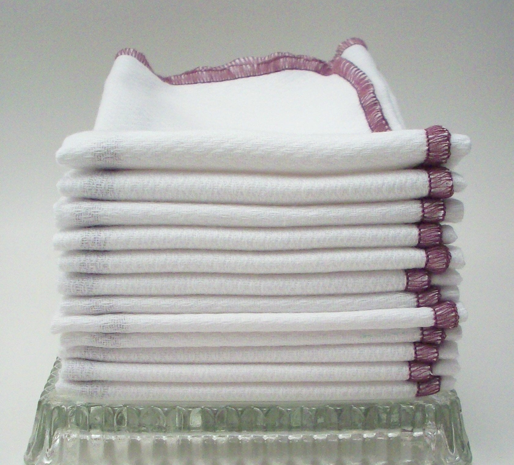 Birdseye Cotton Unpaper Towels Plum Border Reusable Paper