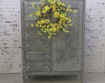 Wardrobe Armoire, Grey Cottage Style - Chic CB701 Shabby Farmhouse Chic, Dresser