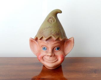 vintage elf money bank, Brownie Gold, girl scouts, elf, pixie, home decor, collectible