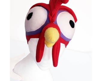 Heihei Inspired Chicken Hat, Moana, Hei Hei Bird, Fleece. Five Sizes: Newborn to XL.