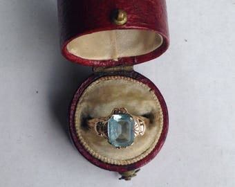 SALE - Vintage Ostby Barton Aquamarine Ring in 10k Yellow Gold- Sz 6