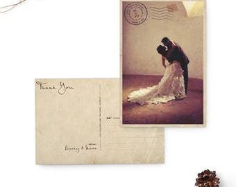Wedding Thank You Cards, Thank You Note Cards, Vintage cards, thank you card, Thank You Card Vintage Postcard - the "Maria"