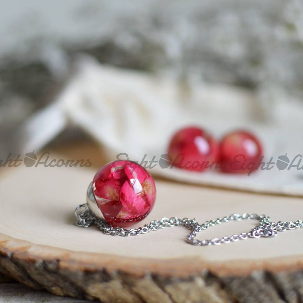 Holiday gifts/ Rose petal necklace/ real flower jewelry/