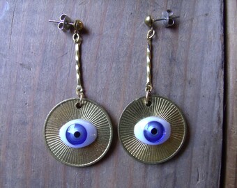 Doll Eye Earrings - blue eyes on fun house token
