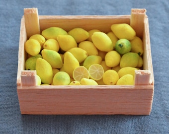Barbie Sized Food - Playscale Lemons - In Crate - Handmade - Removable