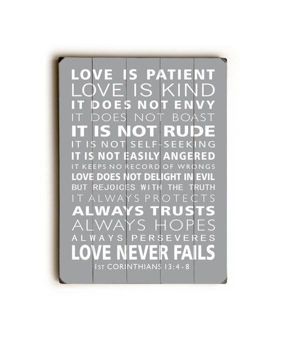 Love is Patient Wood Wall Art Scripture Art Wood Sign Wedding