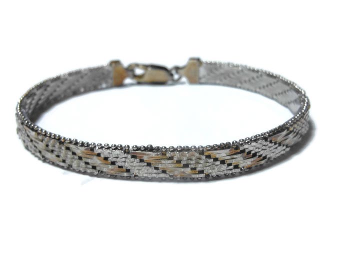 Milor reversible bracelet, two tone sterling silver 925 bracelet with gold overlay accents, made in Italy