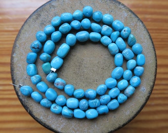 Beautiful Robin's EGG BLUE Mexican Nacozari Turquoise Nugget Beads, 4mm - 5mm, 16" Strand