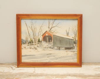 Original Painting Watercolor Pennsylvania Covered Bridge
