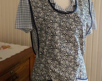 Navy Calico 1940's Calico Apron -Ready to Ship