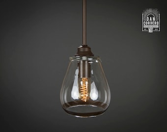 Pendant Light Fixture | Edison Bulb | Oil Rubbed Bronze | Pendant | Kitchen Light | Pendant Light | Edison Light Bulb | Pear Trim Shade