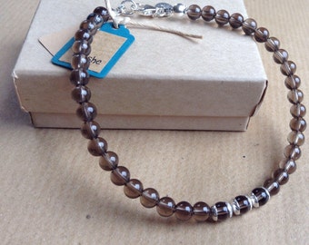 Quartz Bracelet, Brown Bracelet, Smokey Quartz Bracelet, Stretch Bracelet, Quartz Bracelet
