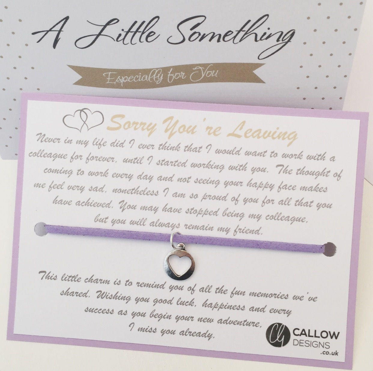 Sorry You re Leaving Colleague Work Friend Friendship Charm Bracelet Gift Meaning Quote Keepsake Silver Callow Designs Good Luck New Job