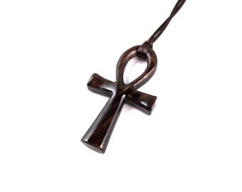 Large Ankh Pendant, Egyptian Ankh Necklace, Large Ankh Necklace, Wooden Ankh Pendant, Wood Ankh Necklace, Mens Ankh Necklace, Ankh Jewelry