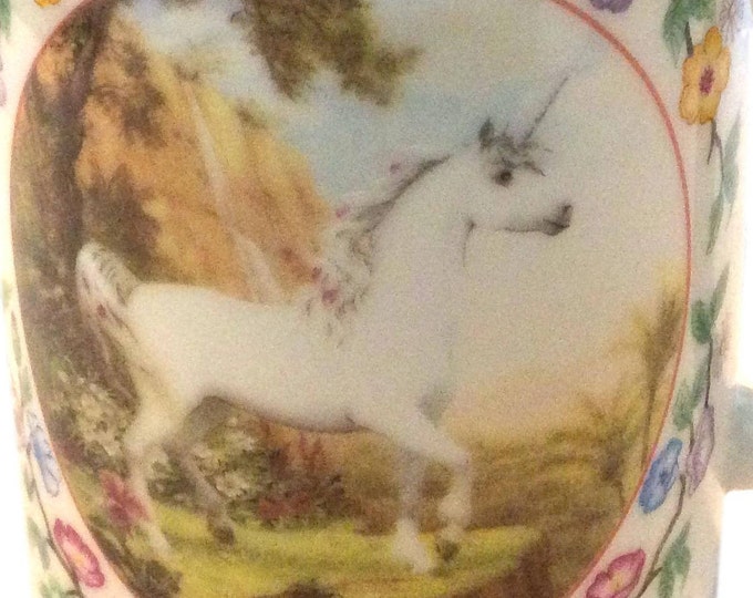 Unicorn Coffee Mug, Tropical Paradise of the Unicorn, Vintage Handcrafted Unicorns Cup, Ruth Sanderson, Japan