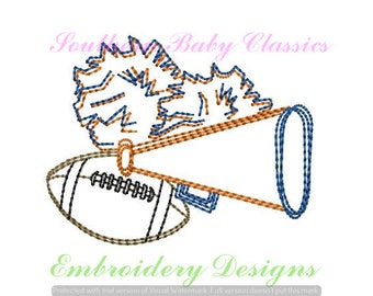 Cheer Cheerleader Football Megaphone Pom Pom Vintage Bean Stitch Design File for Embroidery Machine Instant Download Girl Cute Fall Autumn