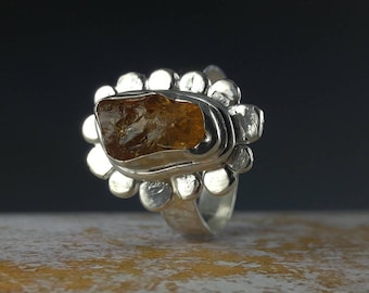 November Birthstone Ring - Rough Citrine Ring - Natural Unheated Untreated Citrine - Sunflower Ring - Soleil Jewelry - Gold Gemstone Ring