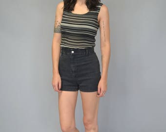 1990s black and white textrued striped tank top